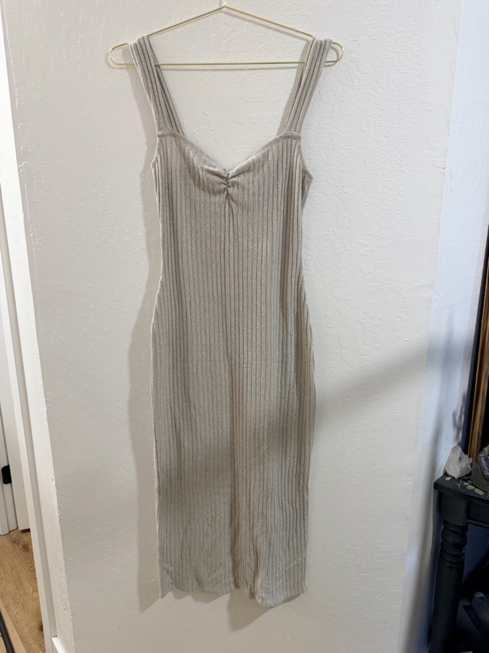 Reformation Jeans Light Sage Gray Ribbed Knit Dress